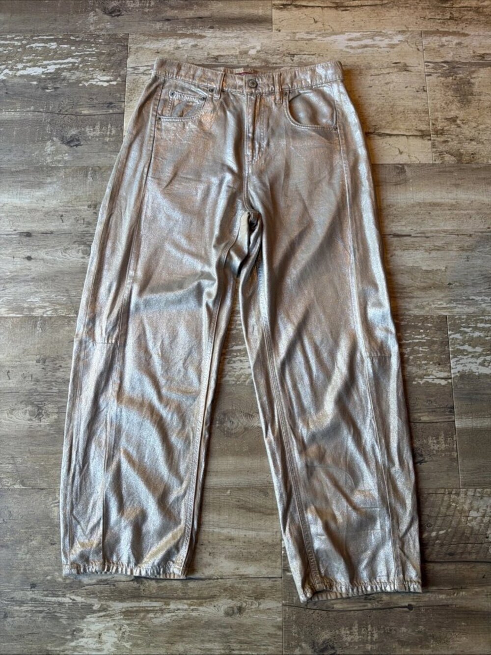 LUCKY LEGEND Barrel Wide Leg Metallic Jeans Y2K Women’s 4/27